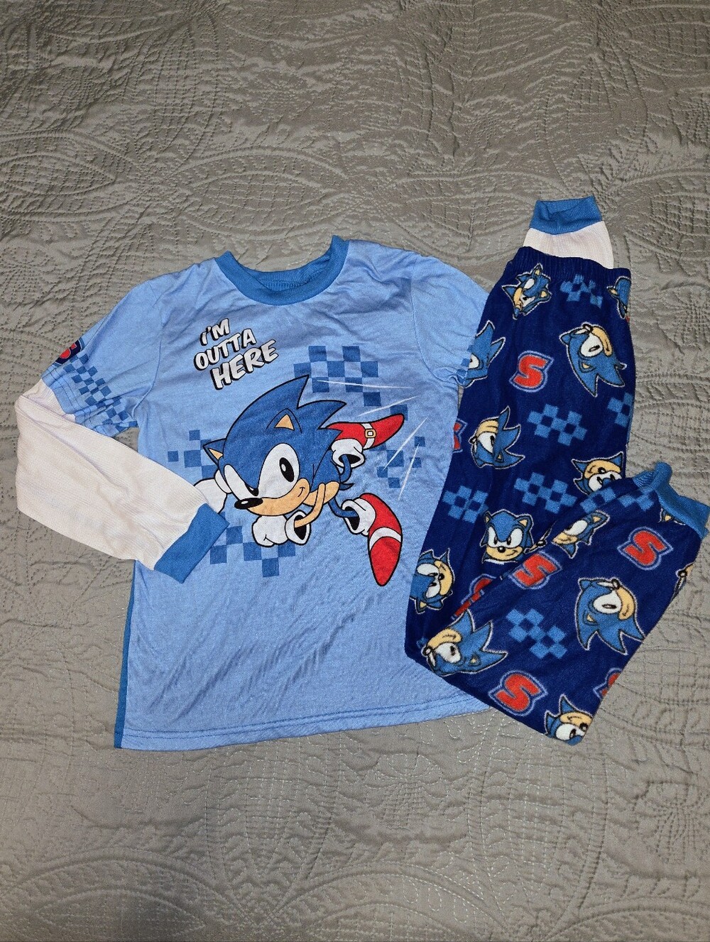Sonic the Hedgehog Boys M Blue 2-Piece Pajama Set